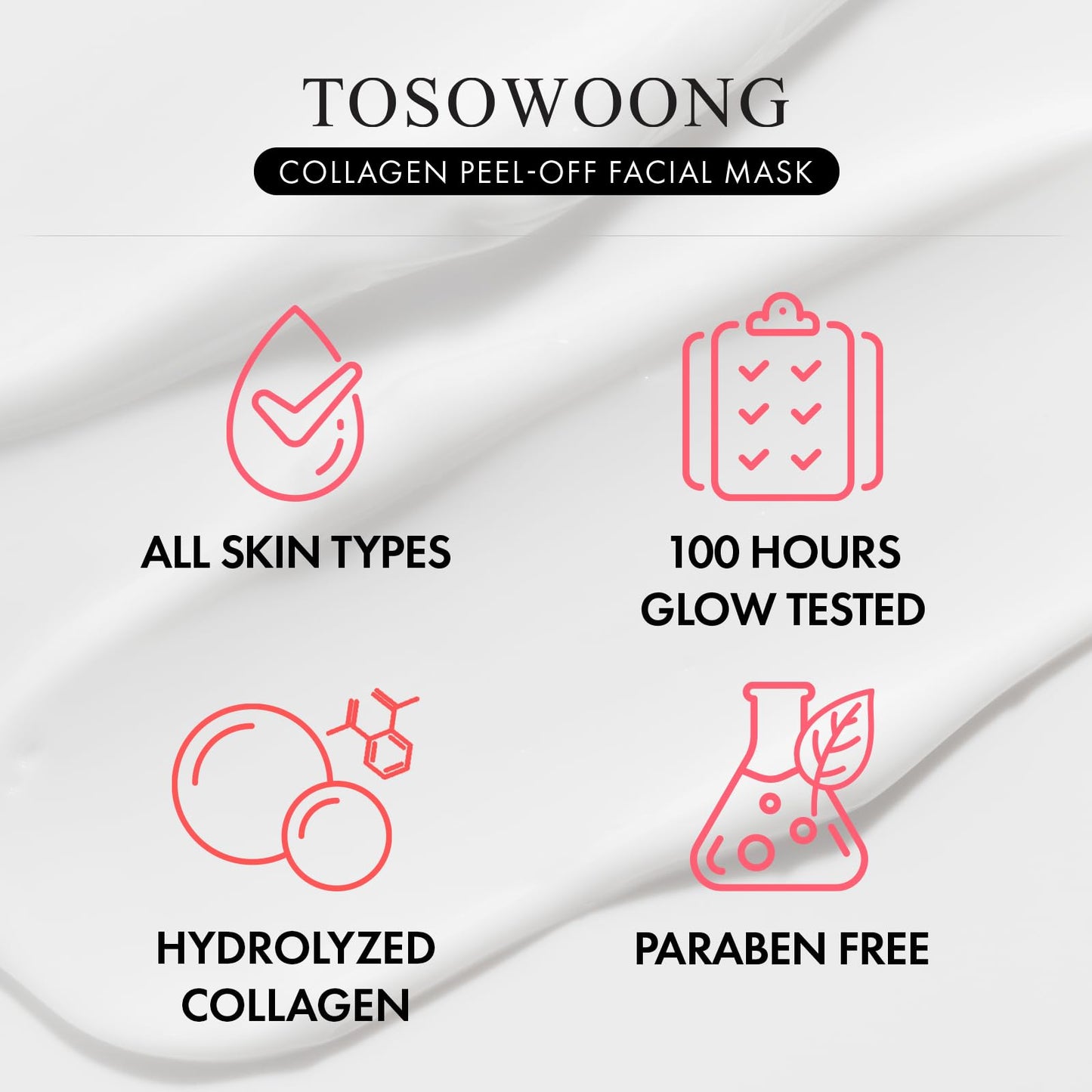 TOSOWOONG Real Collagen Fit, Hydrolyzed Collagen Wrapping Mask, Peel Off Facial Mask for elasticity, Hydrating, Glow, Glass Skin, Face Moisturizer, Self Care, Korean Skin Care, 50ml, 1.69 fl. oz. - Medaid International