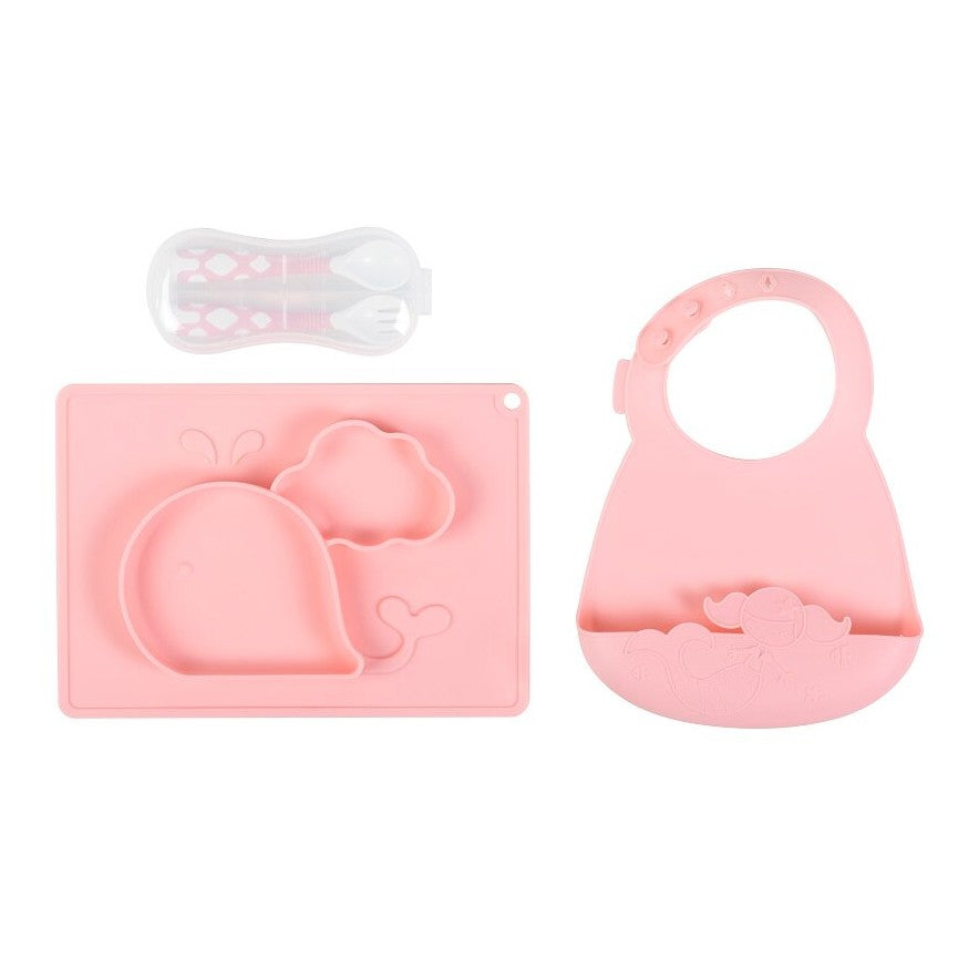 Plastimyr Tasty Set Pink Whale Silicone Mealtime Kit