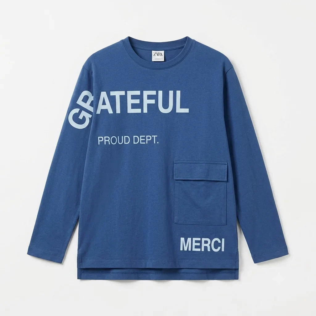Zara Boy's Blue Blouse With Cargo Pocket  | Zara In Lebanon