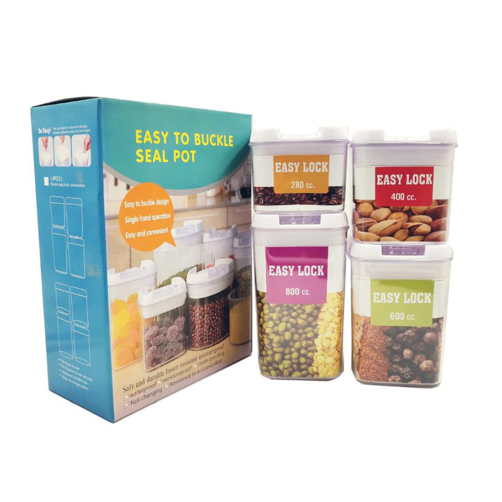 Plastic Easy Buckle Containers – 4 Piece Set