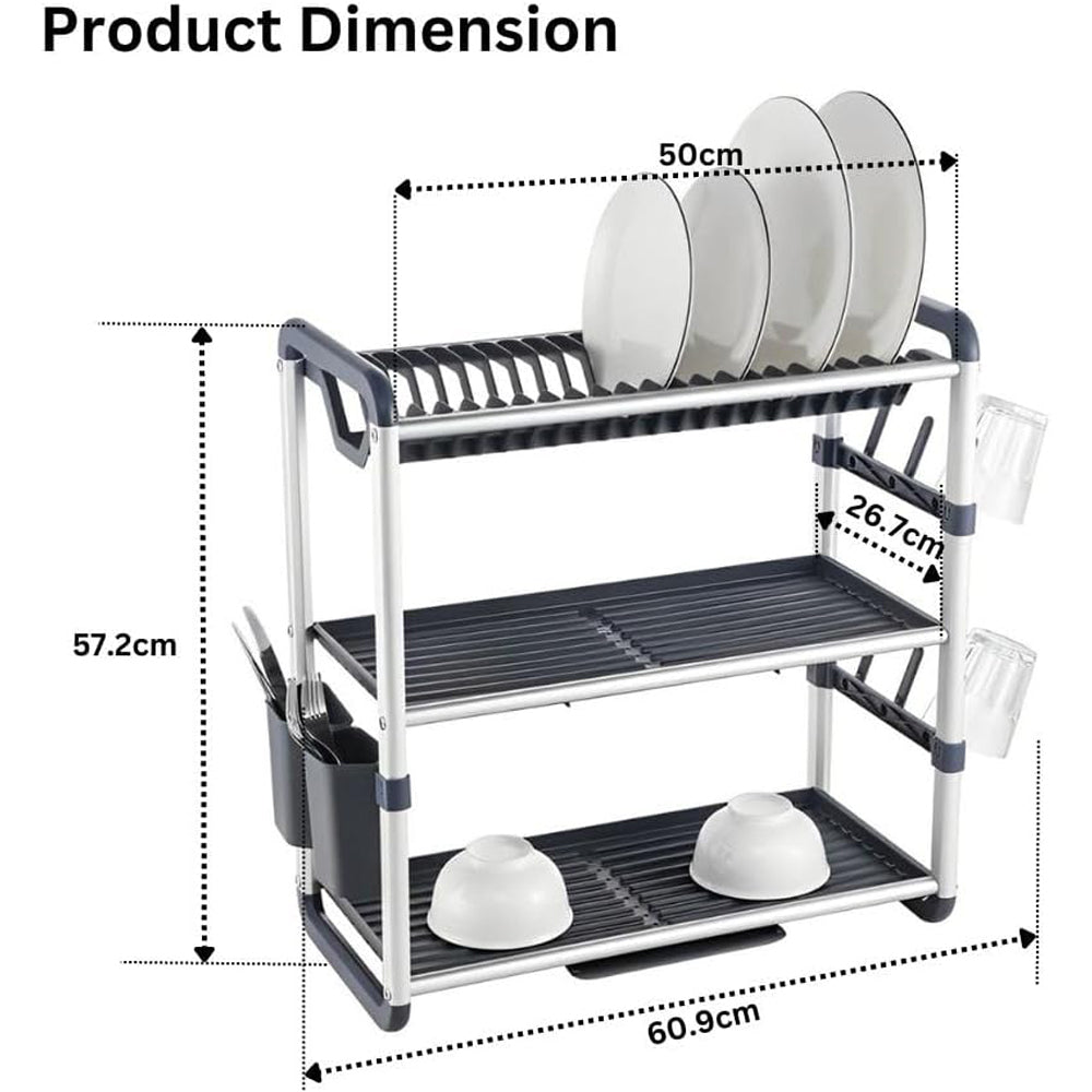 Binca Aluminum 3-Tier Dish Drying Rack 61-cm ( Gold )