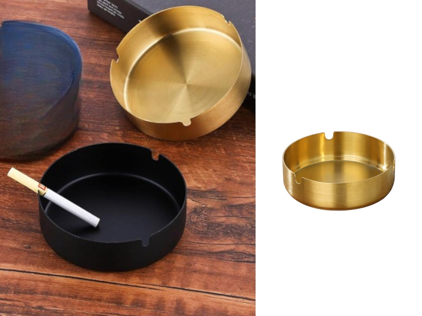 SS Ashtray Mat Gold Finish Color 10 cm