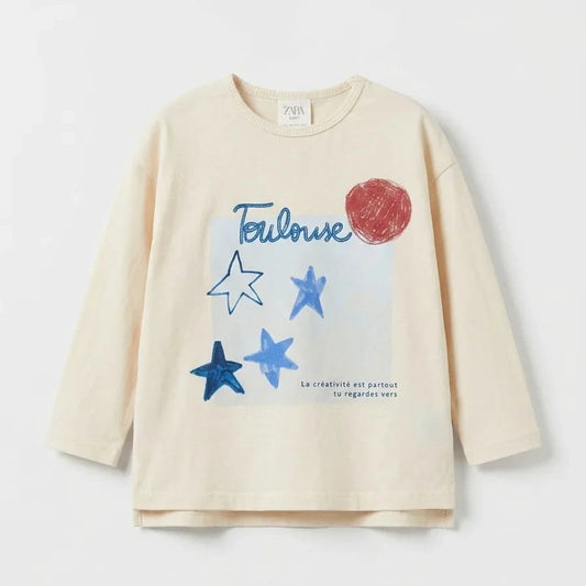 Zara Boy's Beige Printed Blouse| Zara In Lebanon
