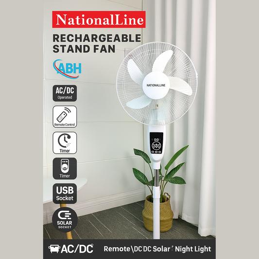 NationalLine 18” Rechargeable Stand Fan