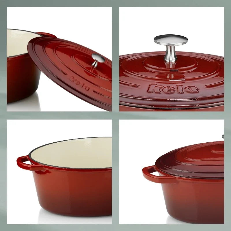 Kela Roasting Round Tray Cast Iron Red 2.5L