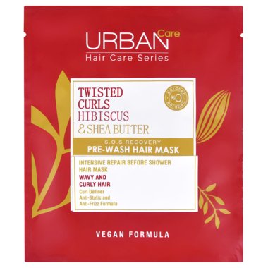 Urban Care twisted curls hibiscus and shea butter pre-wash hair mask for wavy and curly hair 50ML - Medaid International