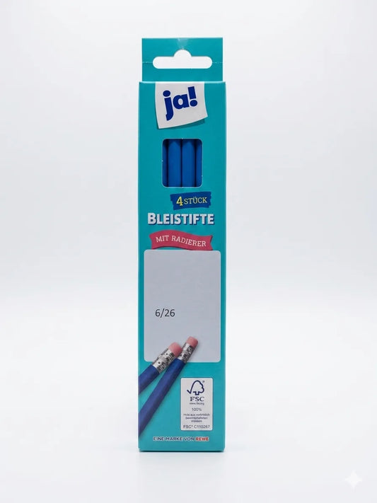 Ja! 4 Pieces Blue Pencil Set With Erasers | Ja! In Lebanon