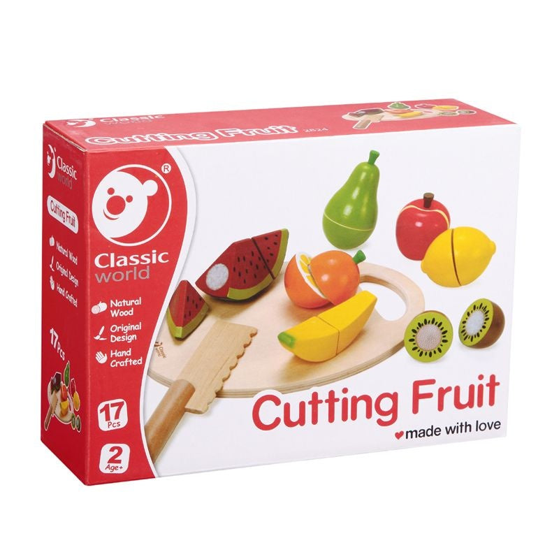 Classic World Pretend Play Cutting Fruit Toy Set Wooden Kitchen Play Set