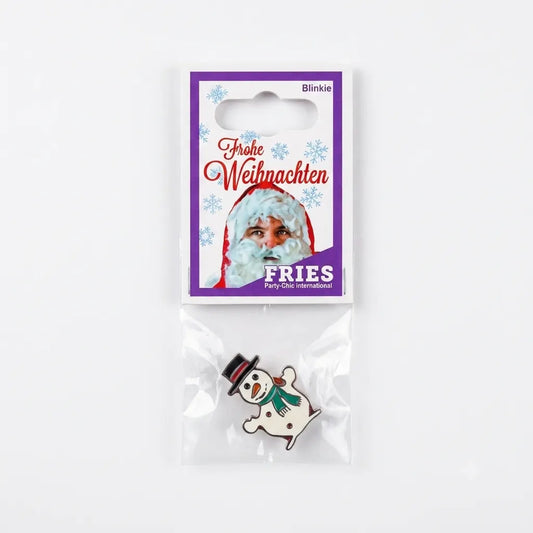 Fries Christmas Snowman Blinkie LED Pin | Fries In Lebanon