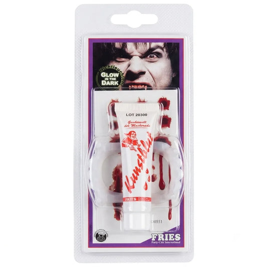 Fries Artificial Blood With Glow In The Dark Fangs & Wounds Kit | Fries In Lebanon