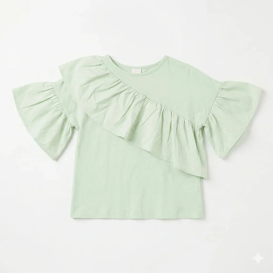 Zara Girl's Pastel Green Short Sleeves Ruffle Blouse | Zara In Lebanon