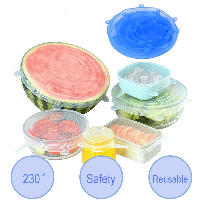 6 PCS Silicone Stretch Covers For Food