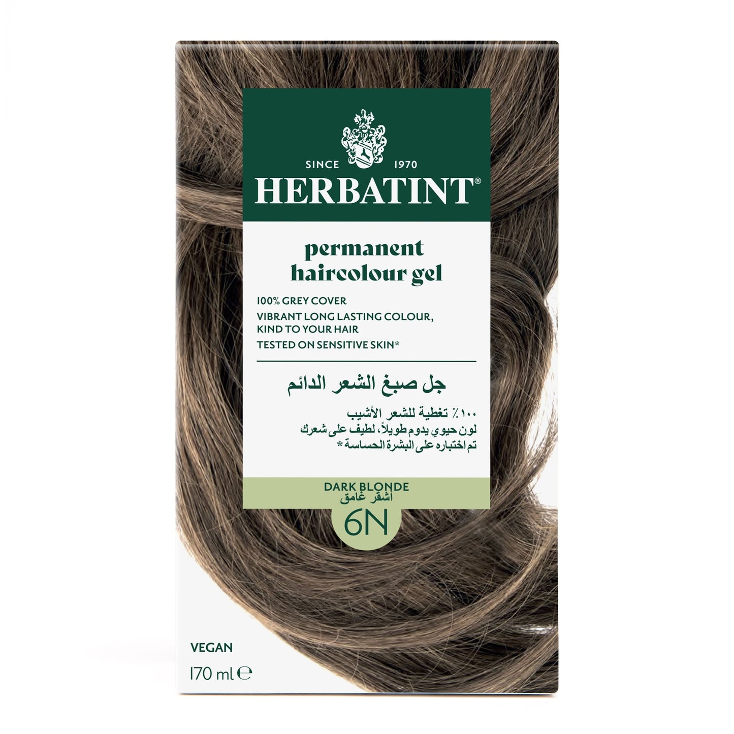 Herbatint, Permanent Haircolor Gel, 6N, Dark Blonde 170ML