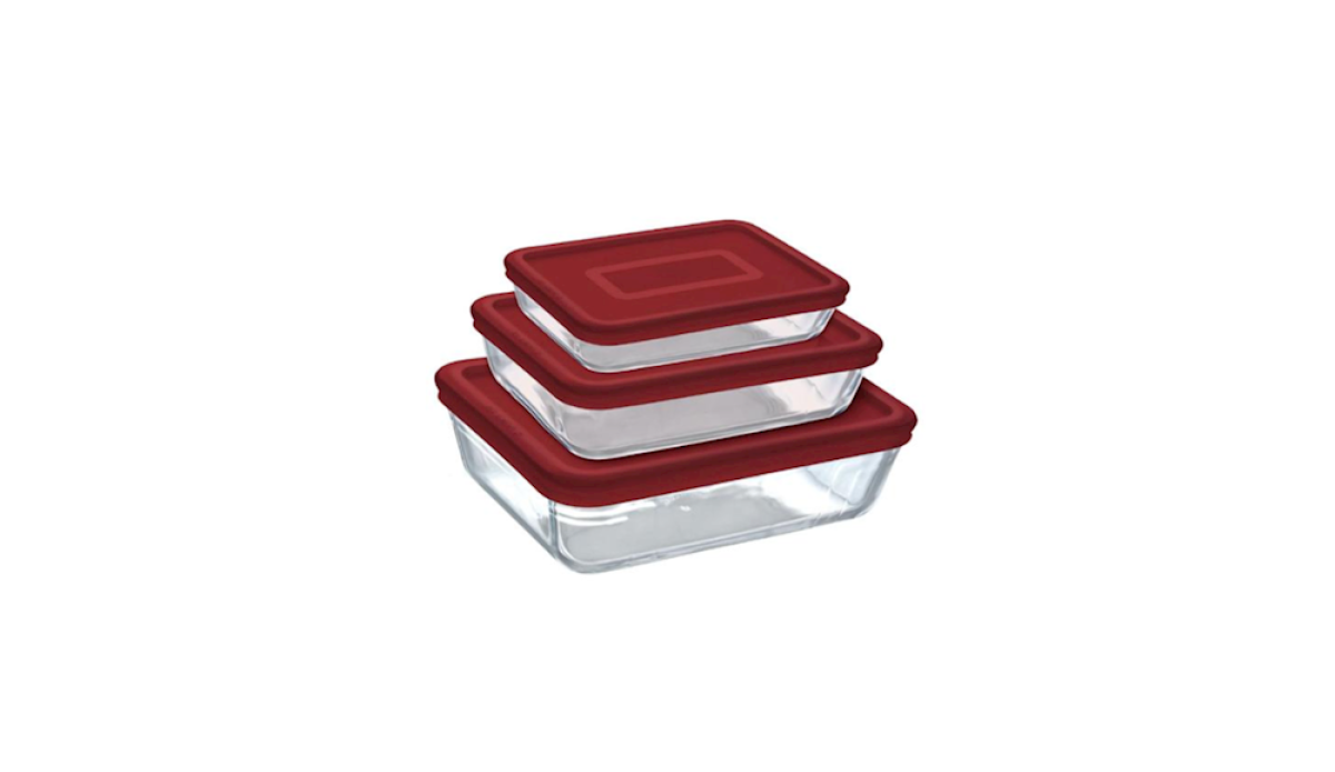Pyrex 913s343 Set 3 Roast Px +lid Red Ck&fz