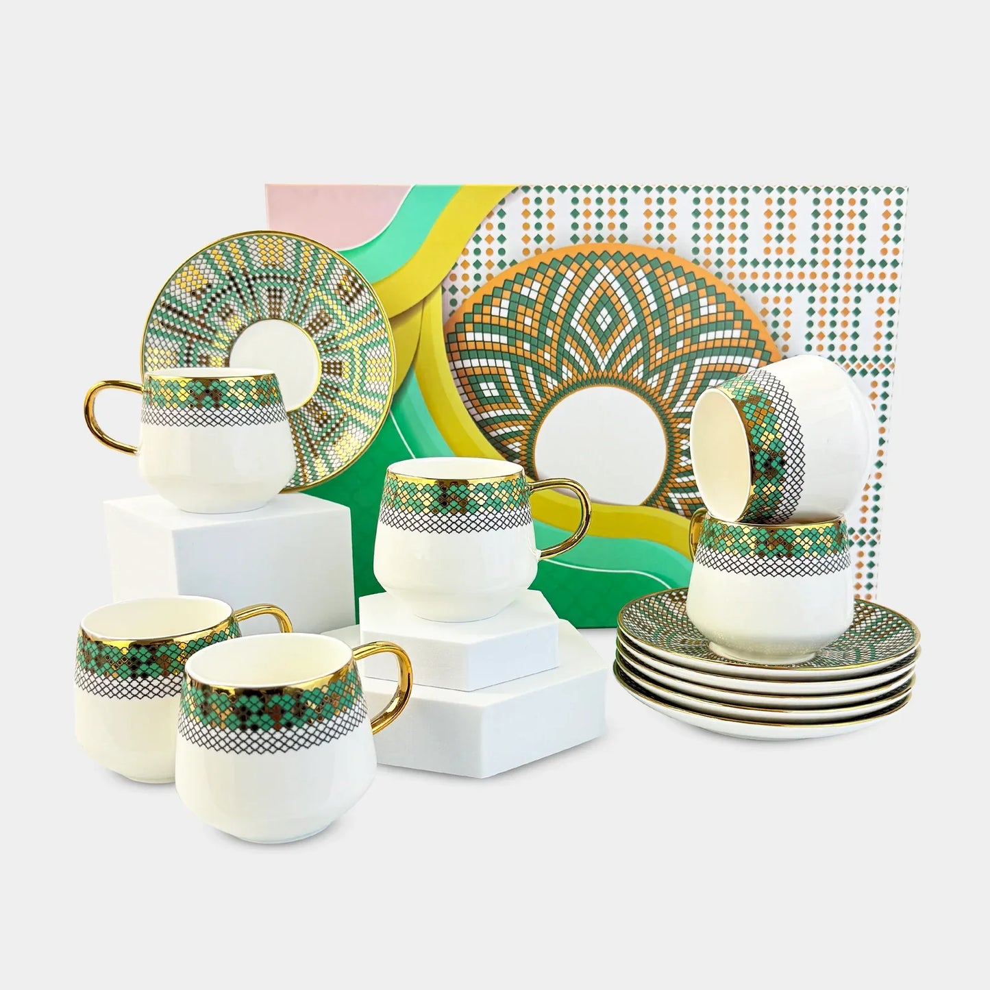 Marrakech Mosaic Coffee Cup Set - 6 Pieces