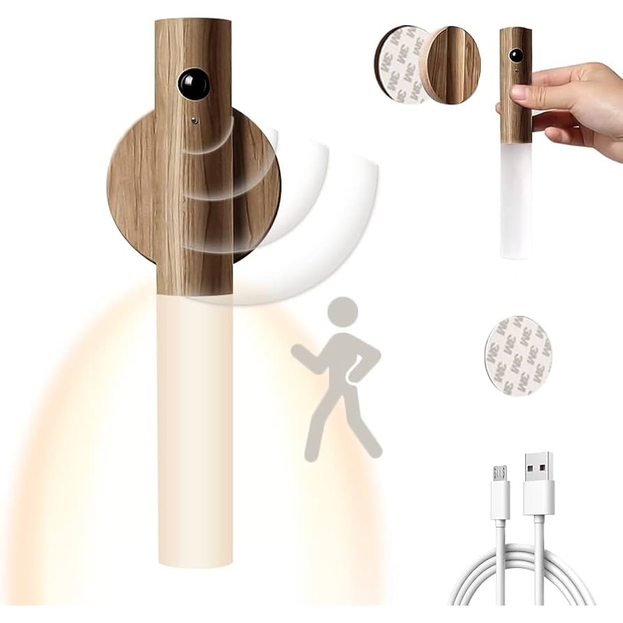 Motion Sensor Wooden Wall Lamp
