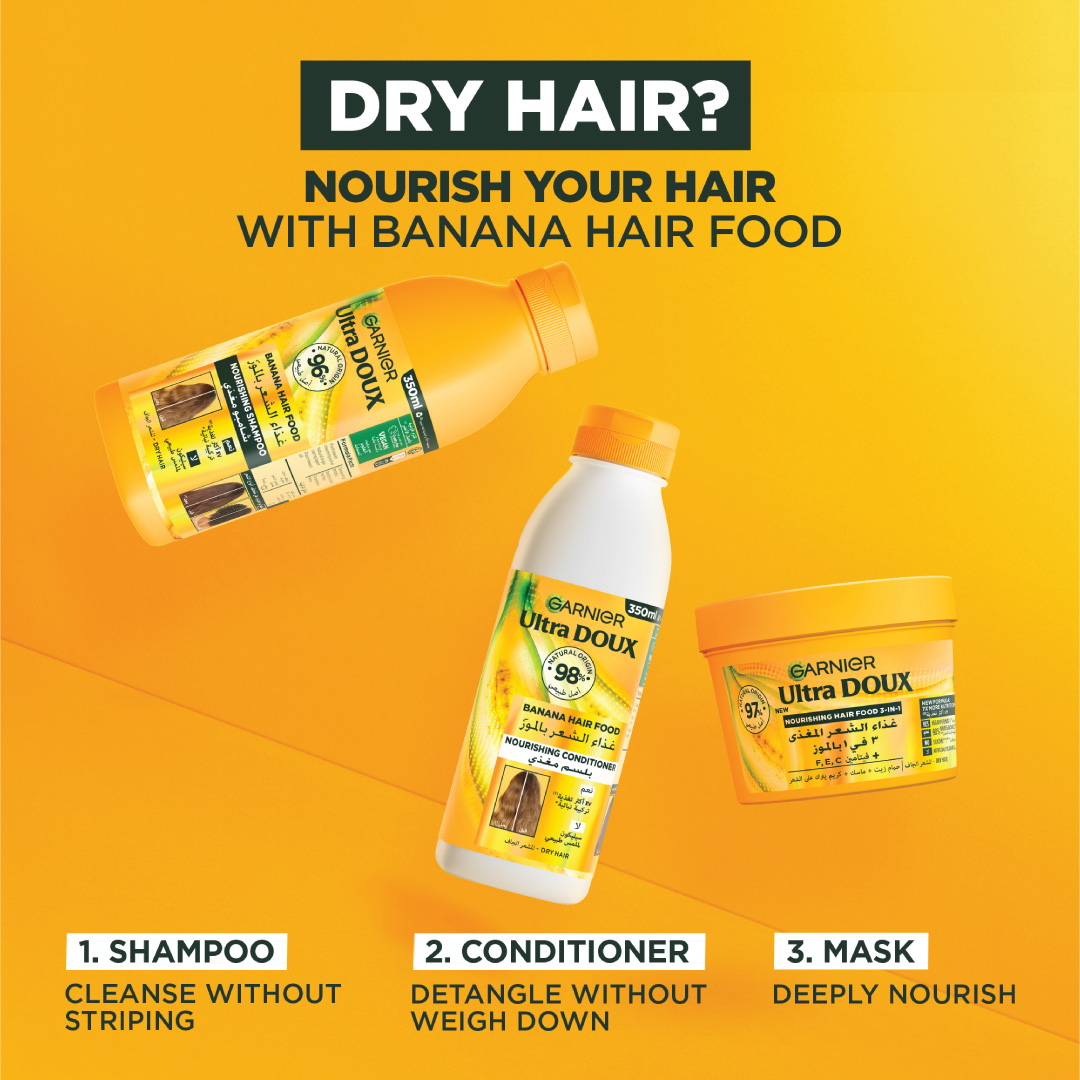 Garnier Ultra Doux Vegan Hair Food Banana And Shea Butter Nourishing Conditioner For Dry Hair 350ml