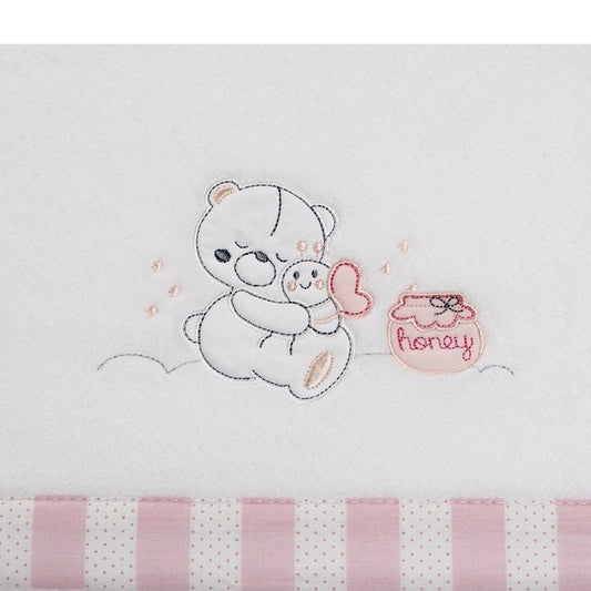 Crib Sheets Coralina Honey Bear White Pink