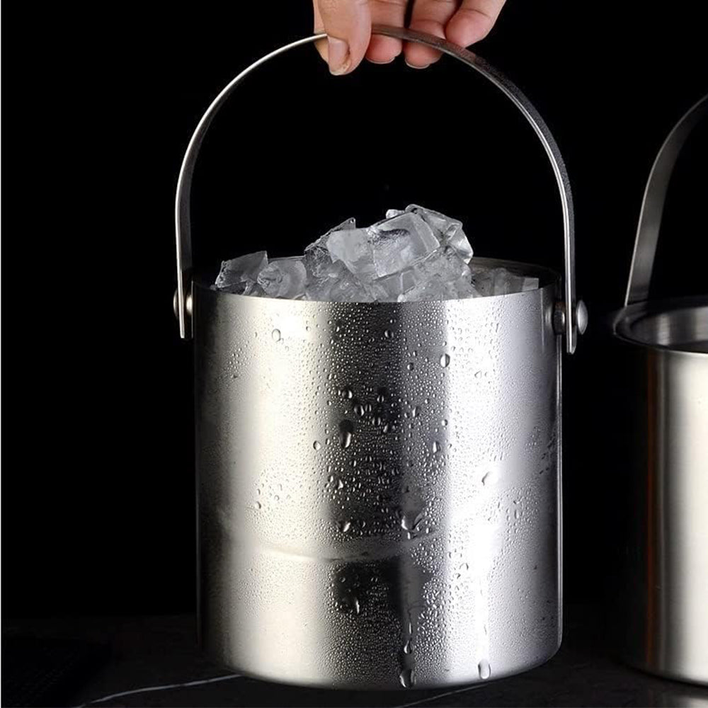 Danny Home Stainless Steel Double Wall Ice Bucket With Lid 2L