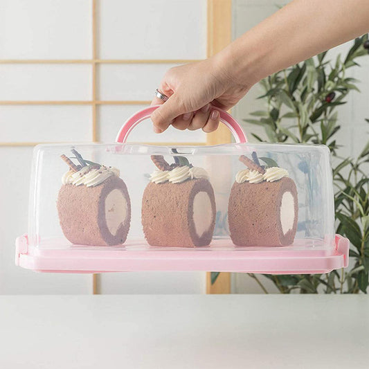 Plastic Bread  cake Box with Portable Handle