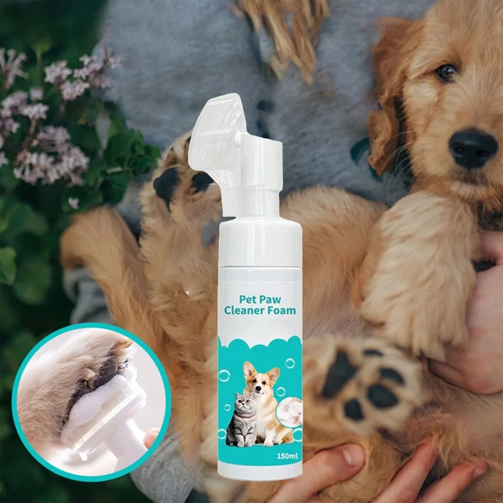 Pet Paw Cleaner Brush + Foam فرشاة تنظيف مخالب الحيوانات مع رغوة