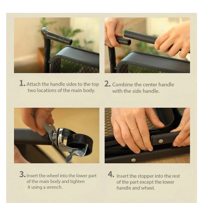 3-Layer Wheeled Carbon Steel Trolley