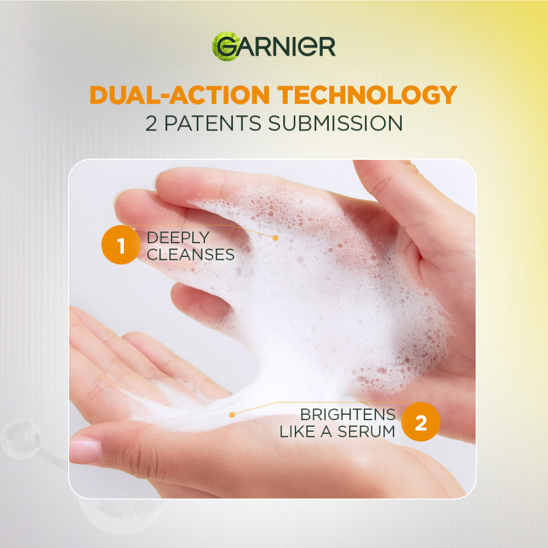 Garnier Fast Bright Serum Cleanser Dual Action Foam Cleanser, Brightens in 1 Wash