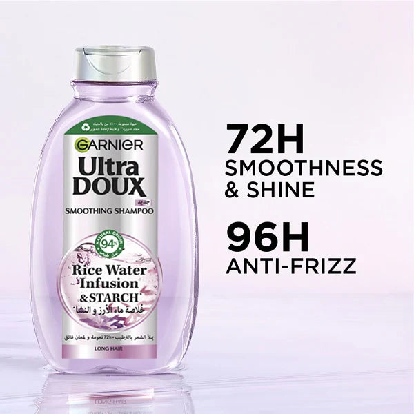Garnier Ultra Doux Smoothing Shampoo With Rice Water Infusion & Starch For Long Hair