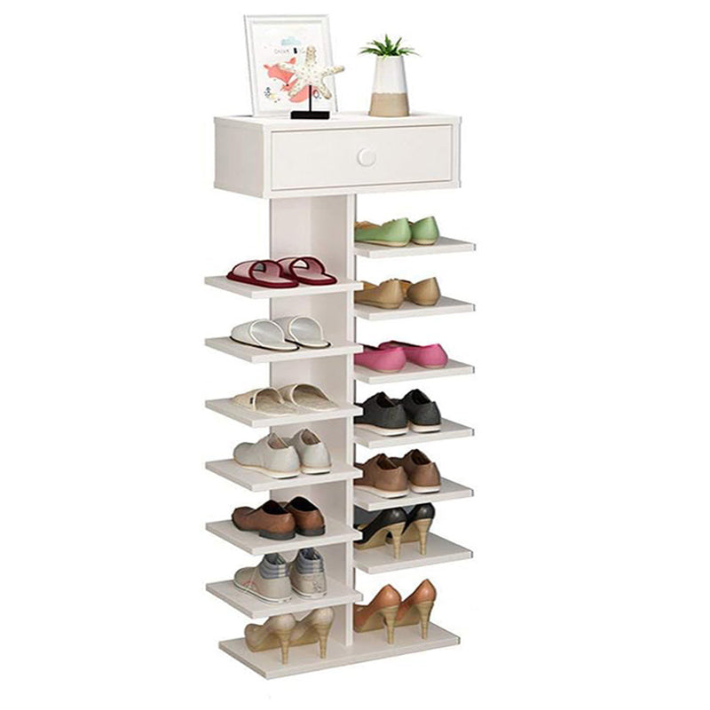 120 CM Waterproof Shoe Storage and Organizer Rack with Drawer on Top Free Standing Shoe Shelf for Entrance Hallway Bedroom White - Medaid International
