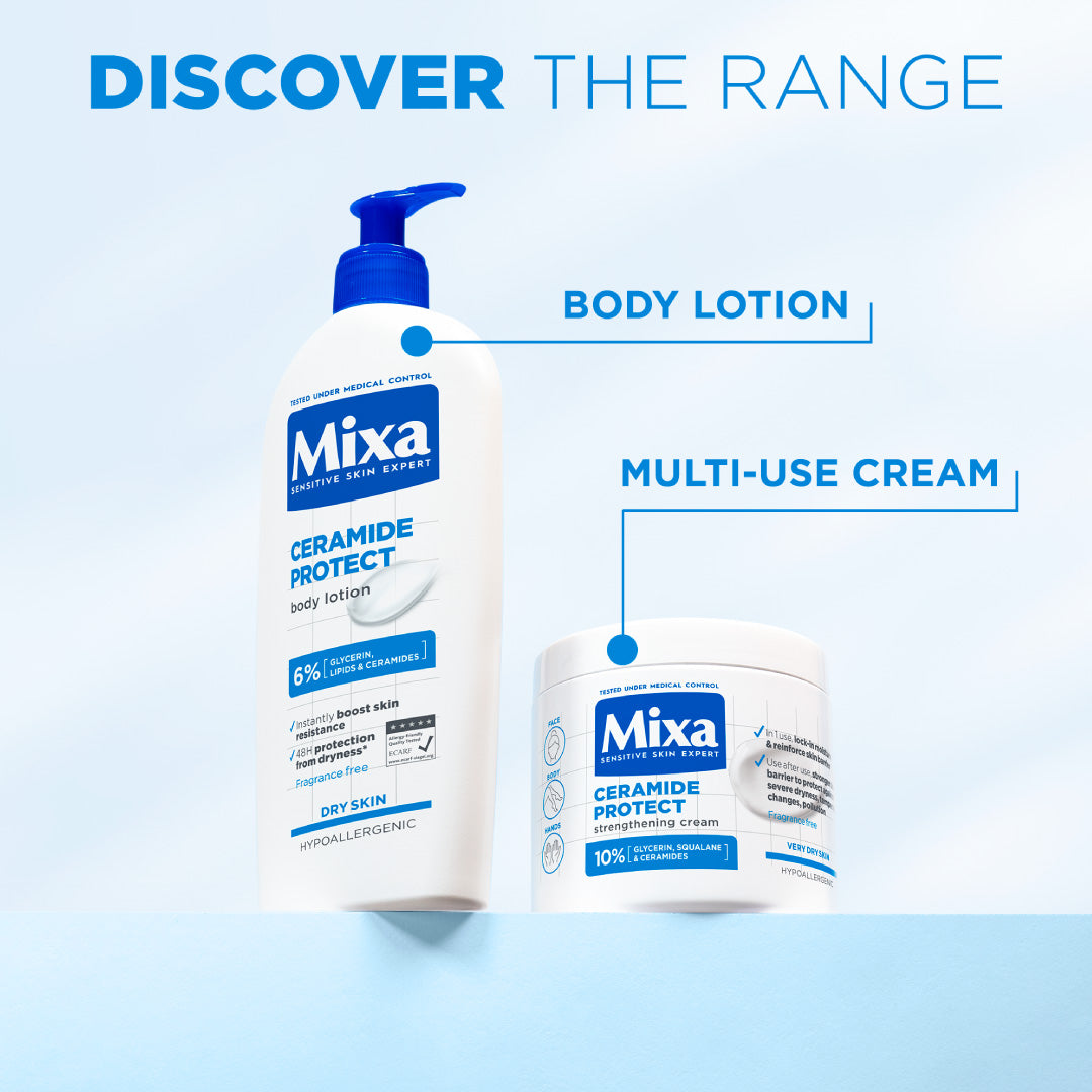 Mixa Ceramide Protect Cream Jar - For Dry, Very Dry and Sensitive Skin - For Face, Hands & Body - 400 ml