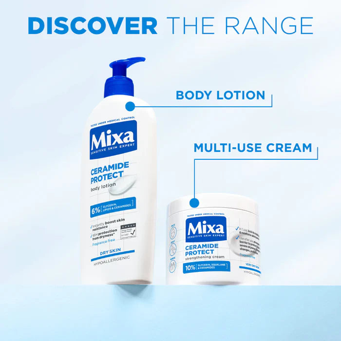 Mixa Ceramide Protect Face, Hands & Body Cream Jar For Dry, Very Dry and Sensitive Skin 400ml