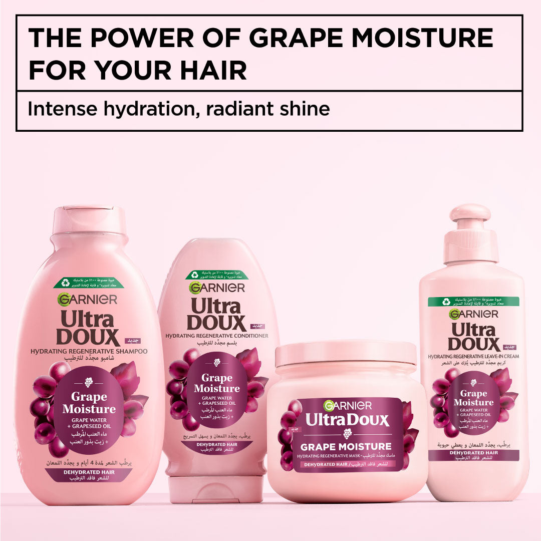 Garnier Ultra Doux Grape Moisture Hydrating Regenerative Conditioner for Dehydrated Hair With Hydrating Grape Water + Antioxidant Grapeseed Oil
