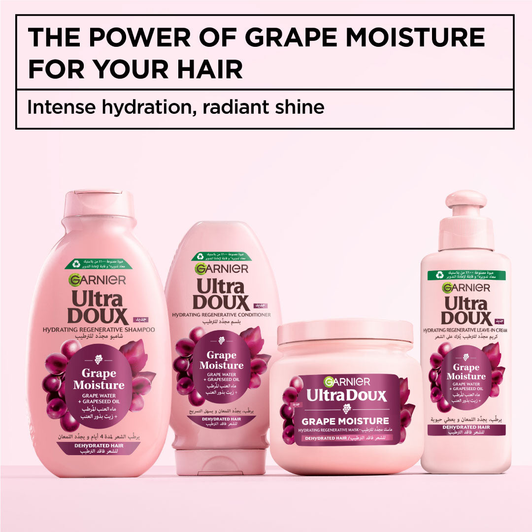 Garnier Ultra Doux Grape Moisture 2 in 1 Styling Cream, Volumizing Hydration for Dehydrated Hair With Hydrating Grape Water + Antioxidant Grapeseed Oil