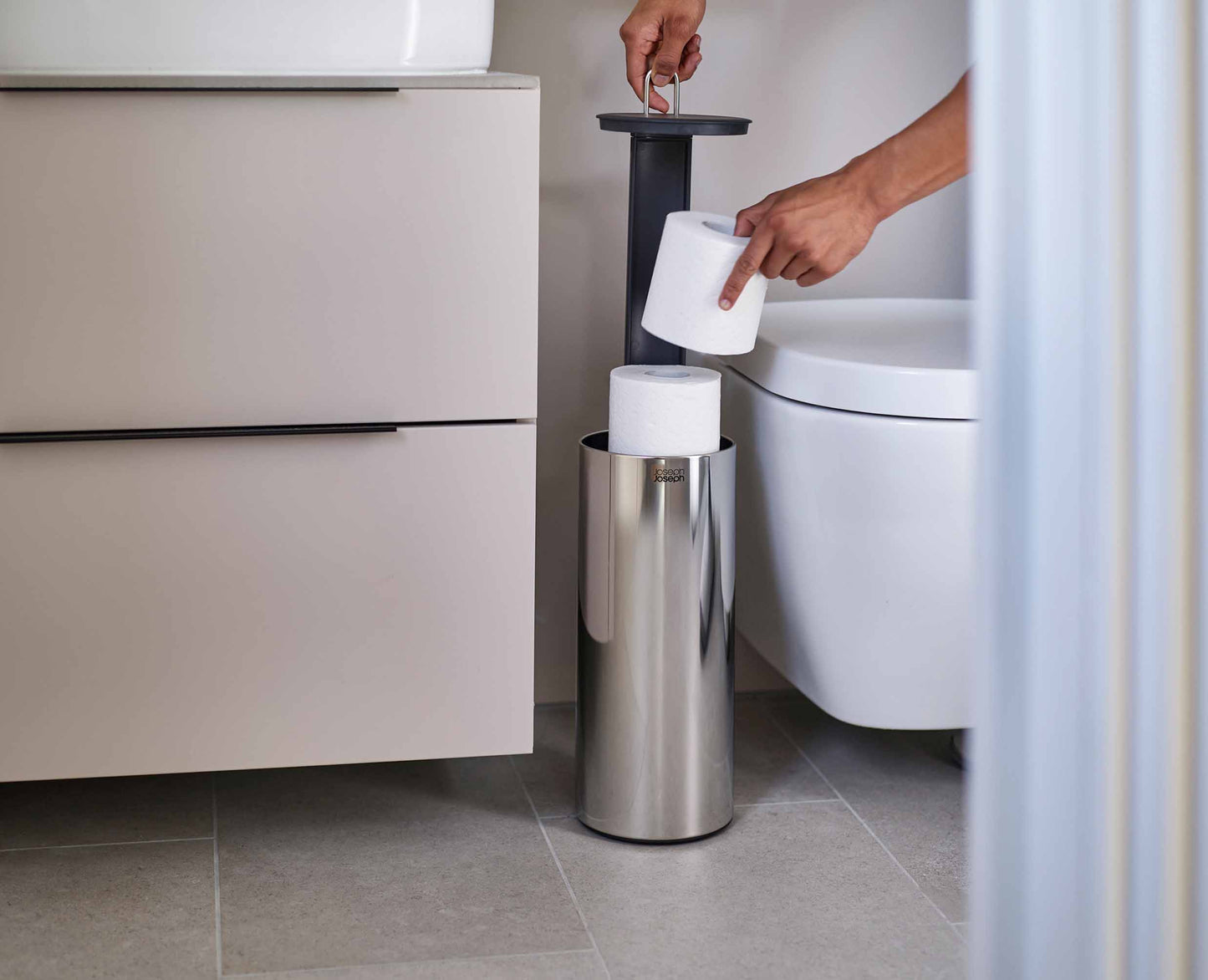 Joseph Joseph Easystore™ Luxe Stainless-steel Concealed Toilet Roll Holder