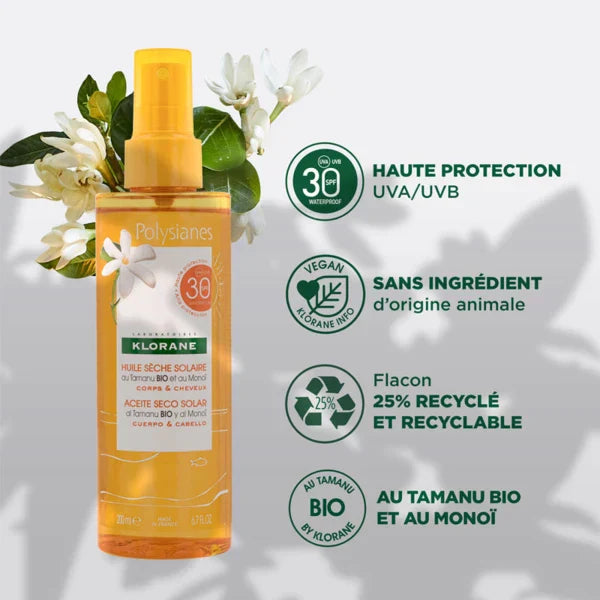 Polysianes Dry Sun Oil for Body and Hair SPF30