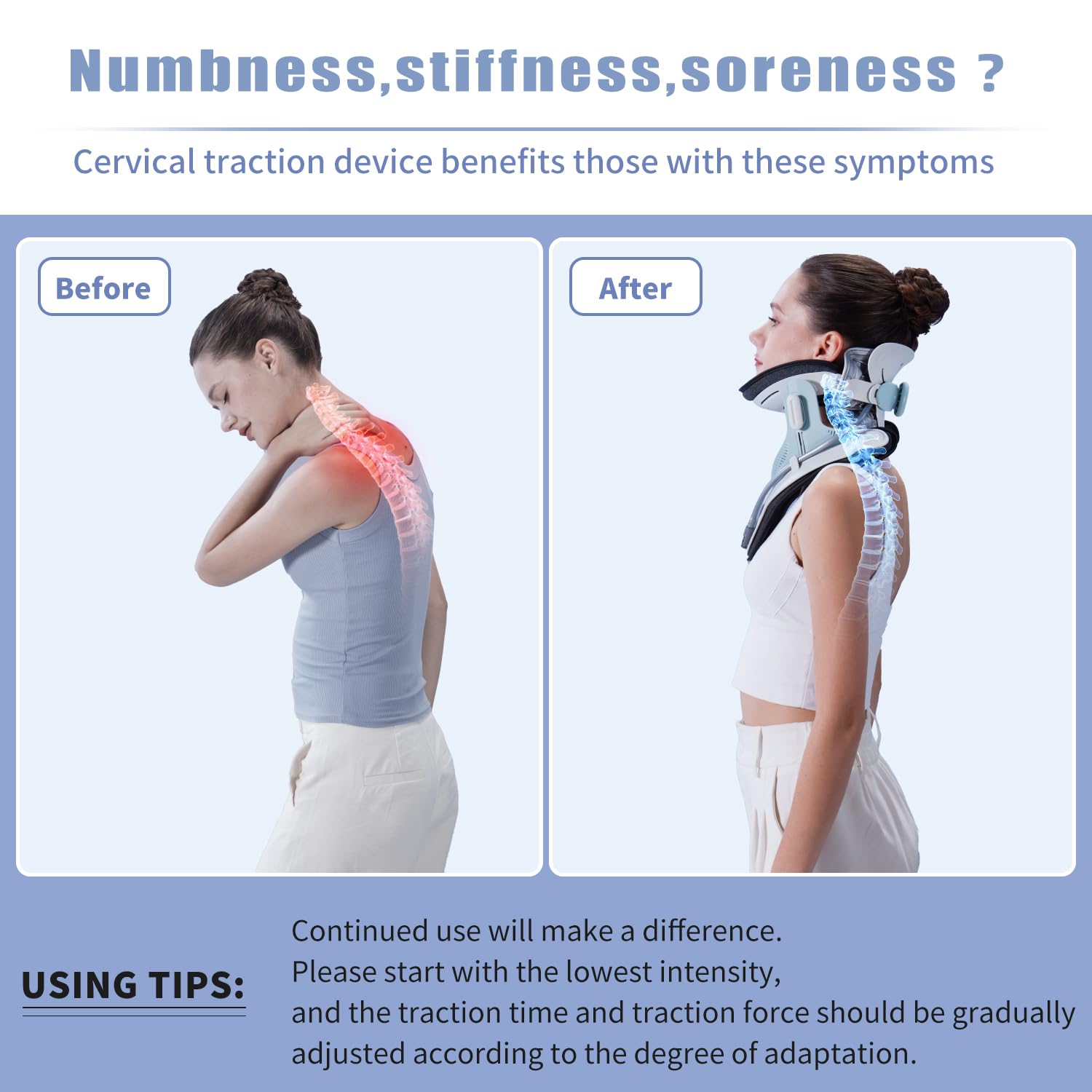 Twinklepoch Cervical Neck Traction Device, Electric Air Pump Cervical Traction Device with 3 Power Traction and 8 Built-in Airbag Support, Neck Pain Relief and Relaxation - Medaid International
