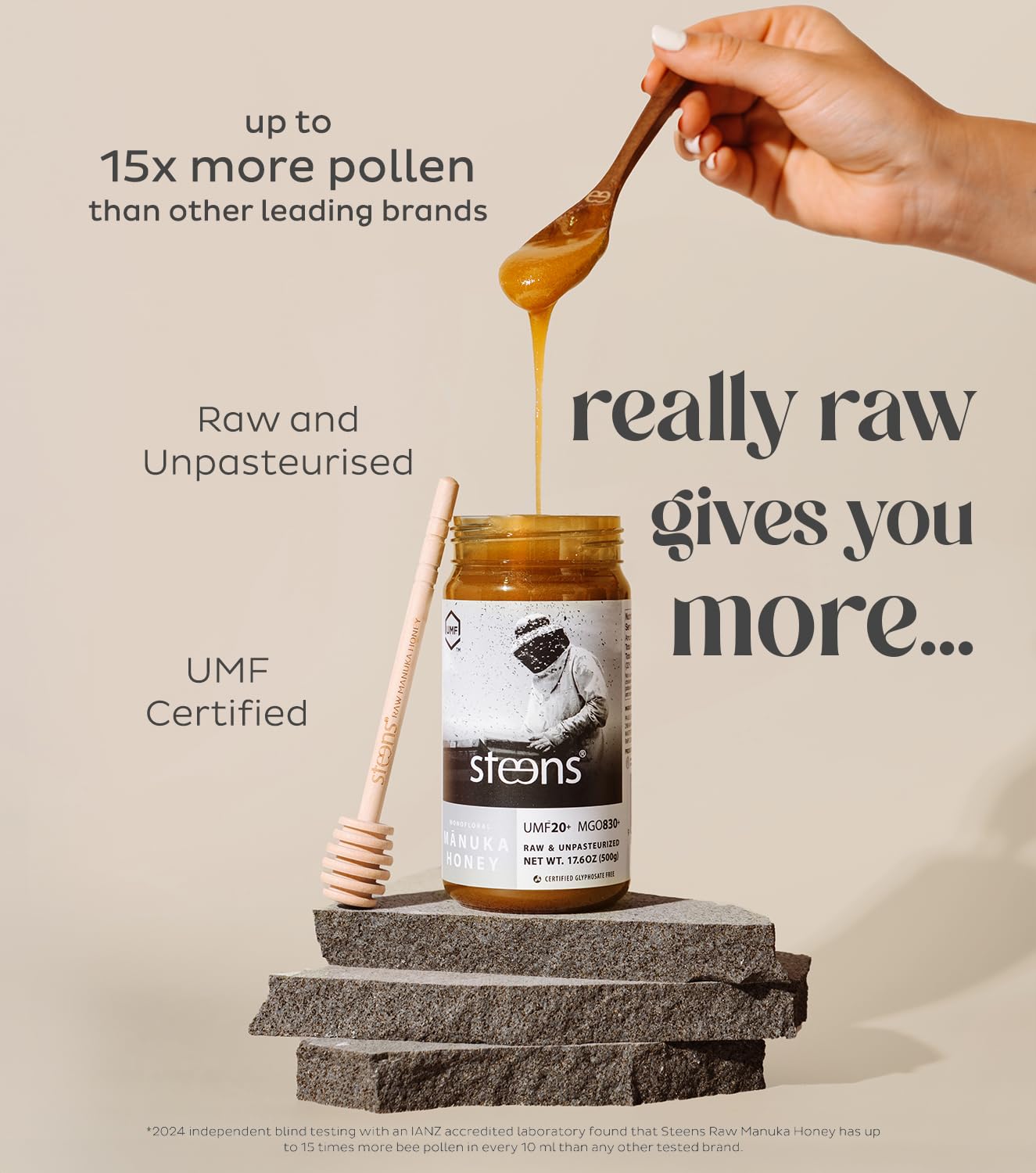 Steens Manuka Honey - MGO 830+ - Pure & Raw 100% Certified UMF 20+ Manuka Honey - Bottled and Sealed in New Zealand - 17.6 Ounce (Pack of 1) New Version - Medaid International