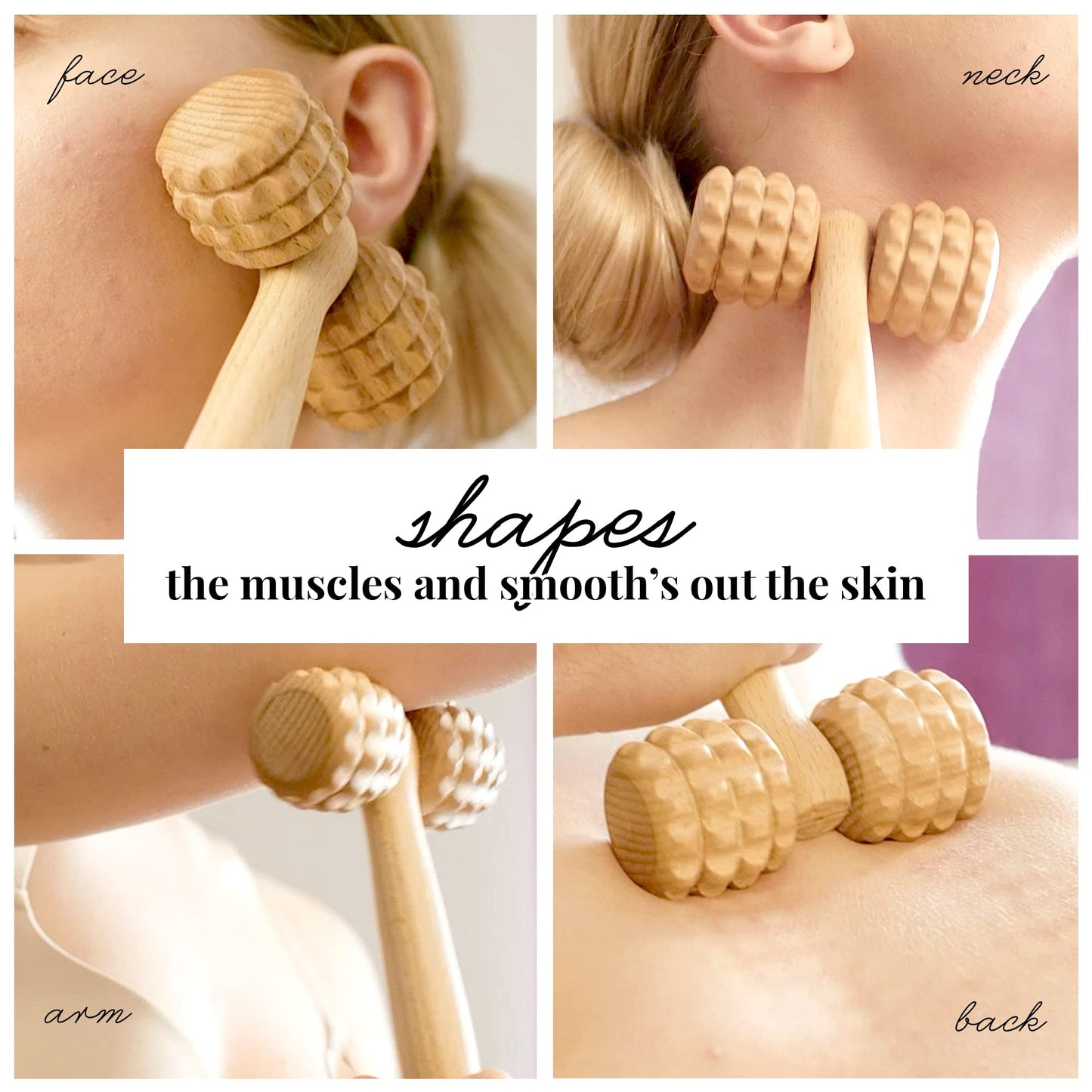 tuuli Accessories - T-Shape Massage Roller, Body and Face Roller, Multi-Functional Facial Massager, Helps Ease Muscle Tension and Supports Skin Health, Wooden Roller Massager Tool - Medaid International