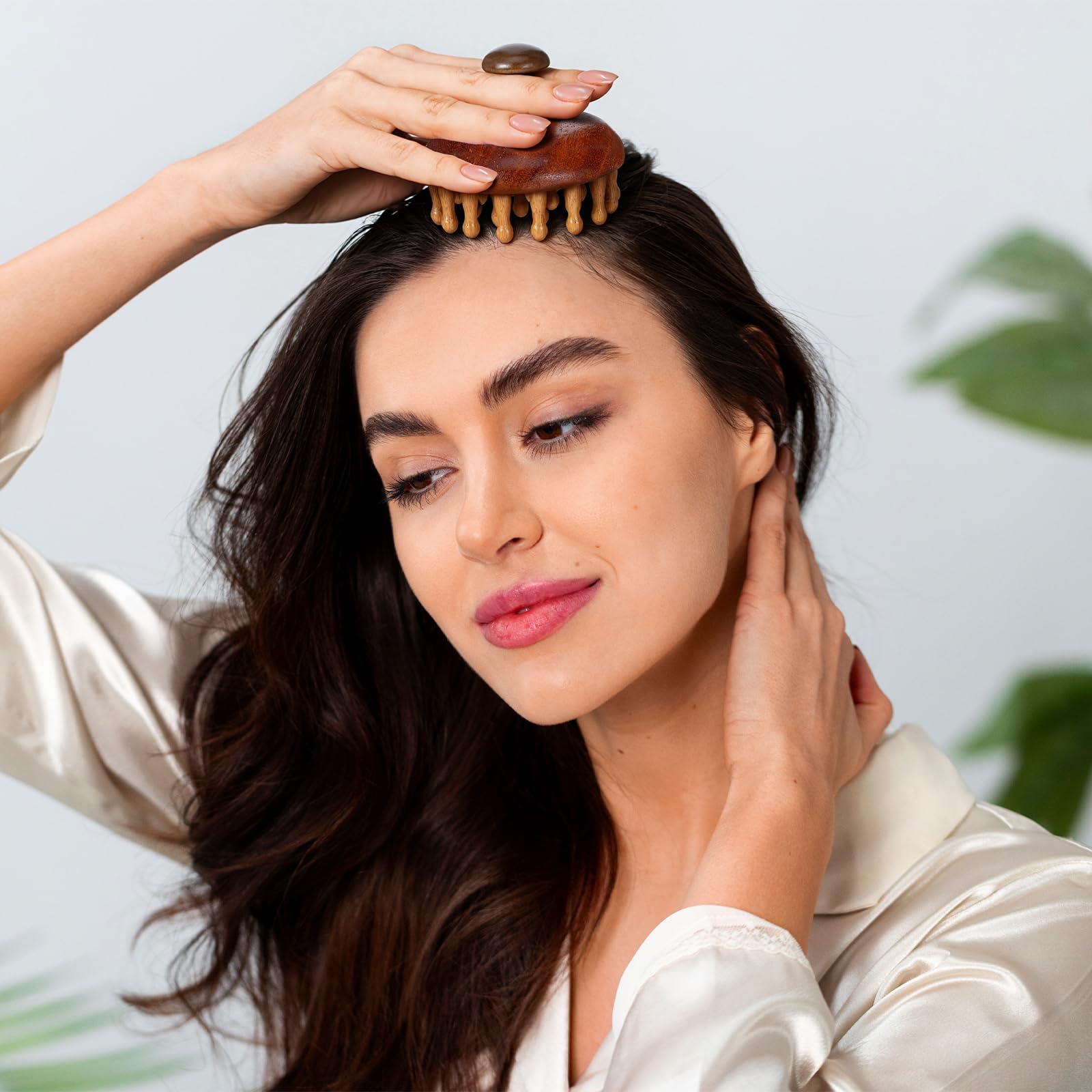 Xelsluthe Wooden Scalp Massager Comb Head Massage Brush, Manual Hair Scrubber Scalp Massager Tool, Gua Sha Brushes Handheld Body Massage Tool for Woman Men Wet Dry Hair Brush Scalps Care - Medaid International
