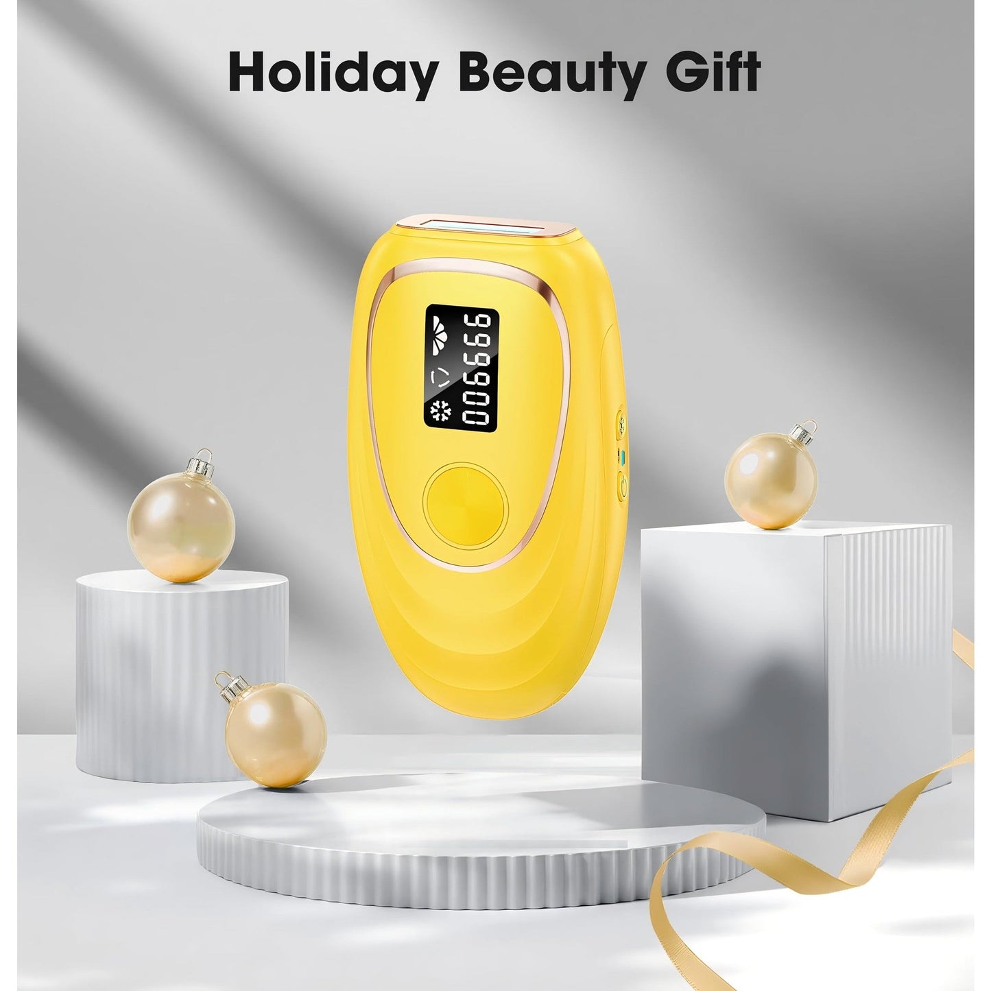 Oreeth IPL Laser Hair Removal Device for Women & Men - Home 45°F Ice-Cooling Contact for Painless & Long-Lasting Results, 86% Hair Reduction in 3 Weeks for Full Body & Bikini Line, Light Yellow - Medaid International