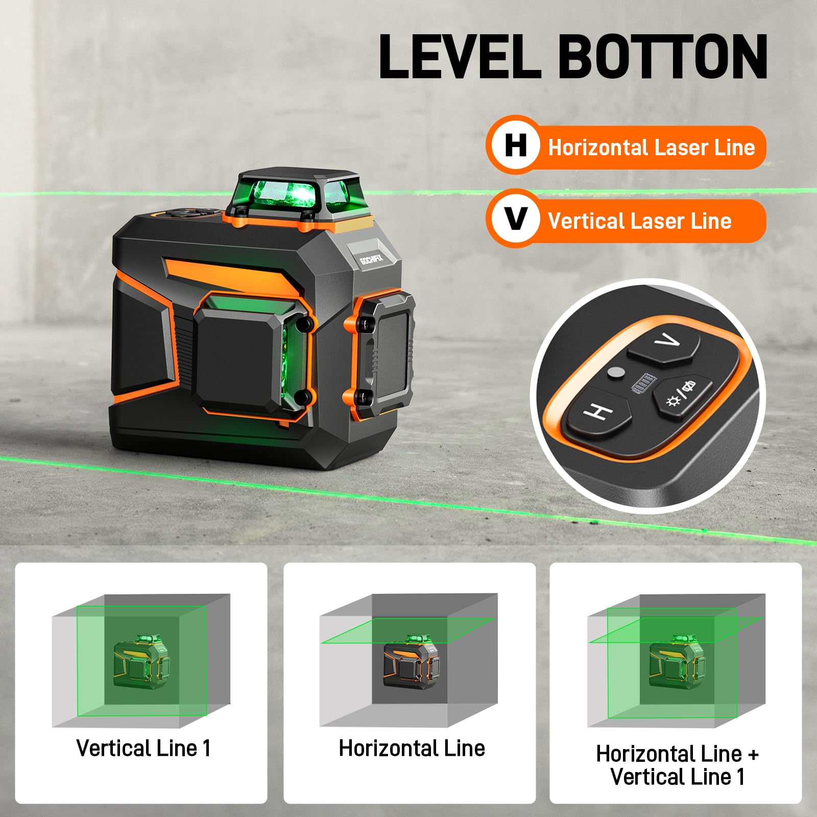 Laser Level 360 Self Leveling Green Line Laser Level Tool Wall Suction Stand Receiver 100ft Line Laser for Picture Hanging Outdoor Rechargeable Battery,2x360,2D - Medaid International