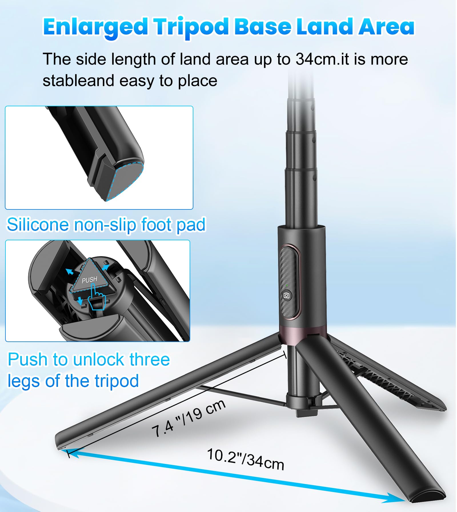 TONEOF 67" Cell Phone Selfie Stick Tripod,Smartphone Stand All-in-1 with Integrated Wireless Remote,Portable,Lightweight,Extendable for iPhone/Android(Black) - Medaid International