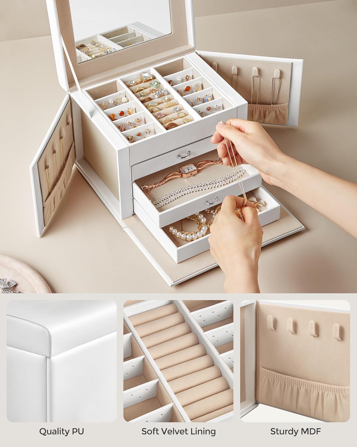 SONGMICS 4-Tier Jewellery Box JBC159W01