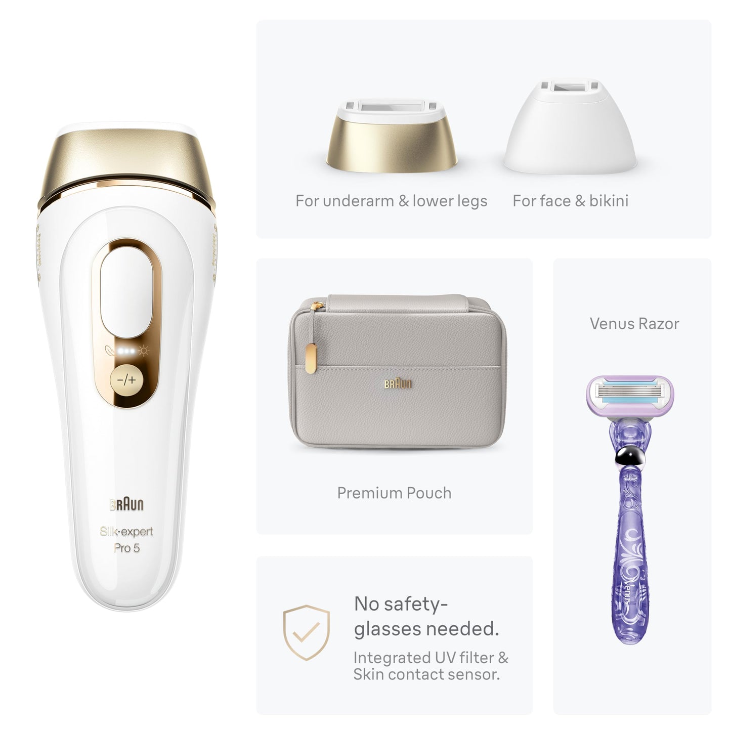 Braun IPL Silk·Expert Pro 5 PL5157 Latest Generation IPL, Permanent Visible Hair Reduction, Holiday Gifts for Women and Men, at-Home Hair Removal System with Soft Pouch and Precision Head - Medaid International