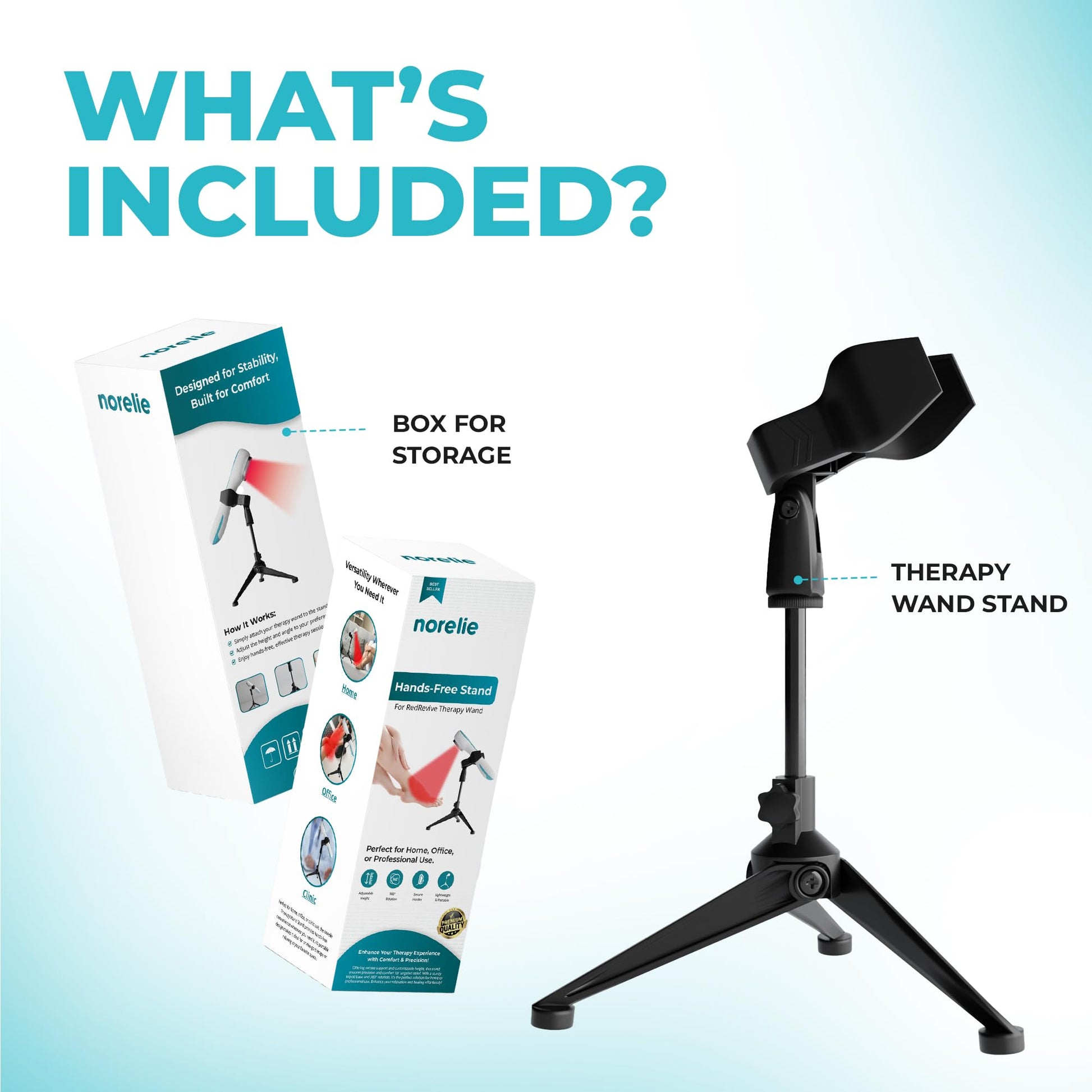 Norelie Stand for RedRevive Cold Laser Therapy Device, 360° Rotatable, Height-Adjustable Holder for Hands-Free Use and Convenient Storage of Red Light Therapy Wand - Medaid International