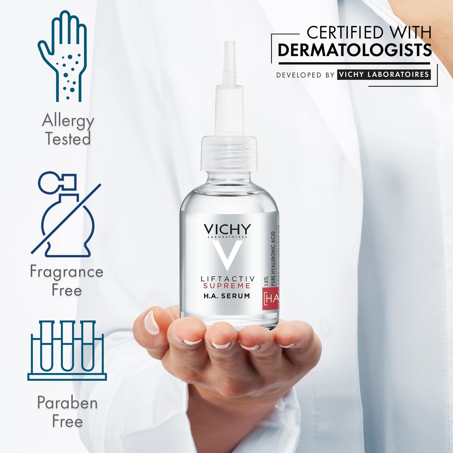 Vichy LiftActiv H.A. Wrinkle Corrector, Hyaluronic Acid Serum For Face, 1.5% Hyaluronic Acid + Vitamin C, Hydrating Serum, Plumping & Firming, Anti Aging Serum For Wrinkles & Fine Lines - Medaid International