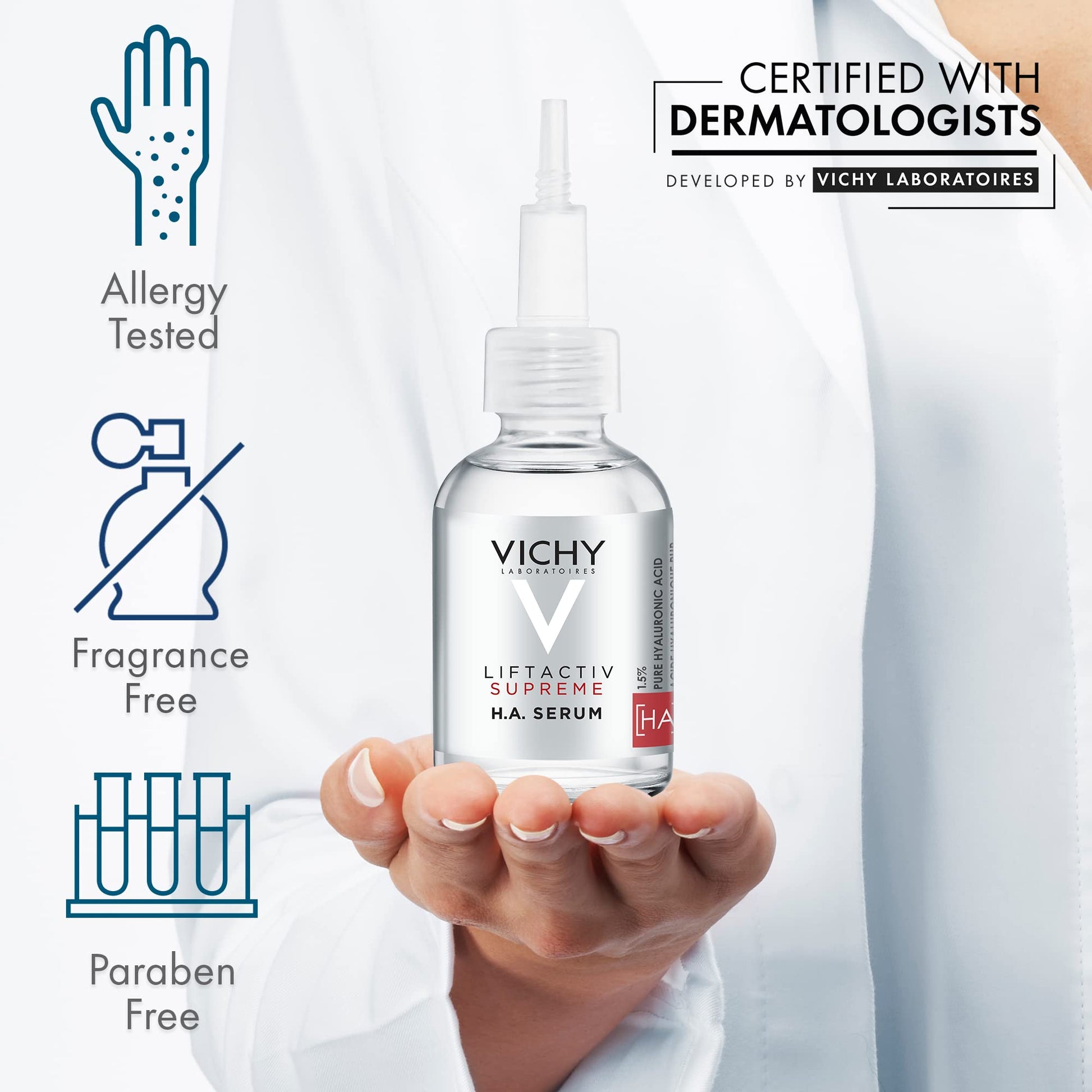 Vichy LiftActiv H.A. Wrinkle Corrector, Hyaluronic Acid Serum For Face, 1.5% Hyaluronic Acid + Vitamin C, Hydrating Serum, Plumping & Firming, Anti Aging Serum For Wrinkles & Fine Lines - Medaid International