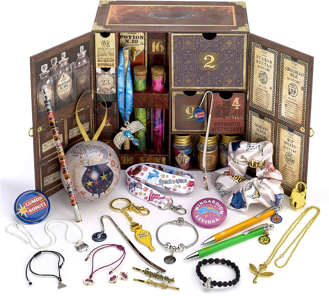 The Carat Shop - Official Harry Potter Potions Advent Calendar - 24 Jewellery & Accessory Gifts - Harry Poter Gifts - Harry Potter Merchandise - Medaid International