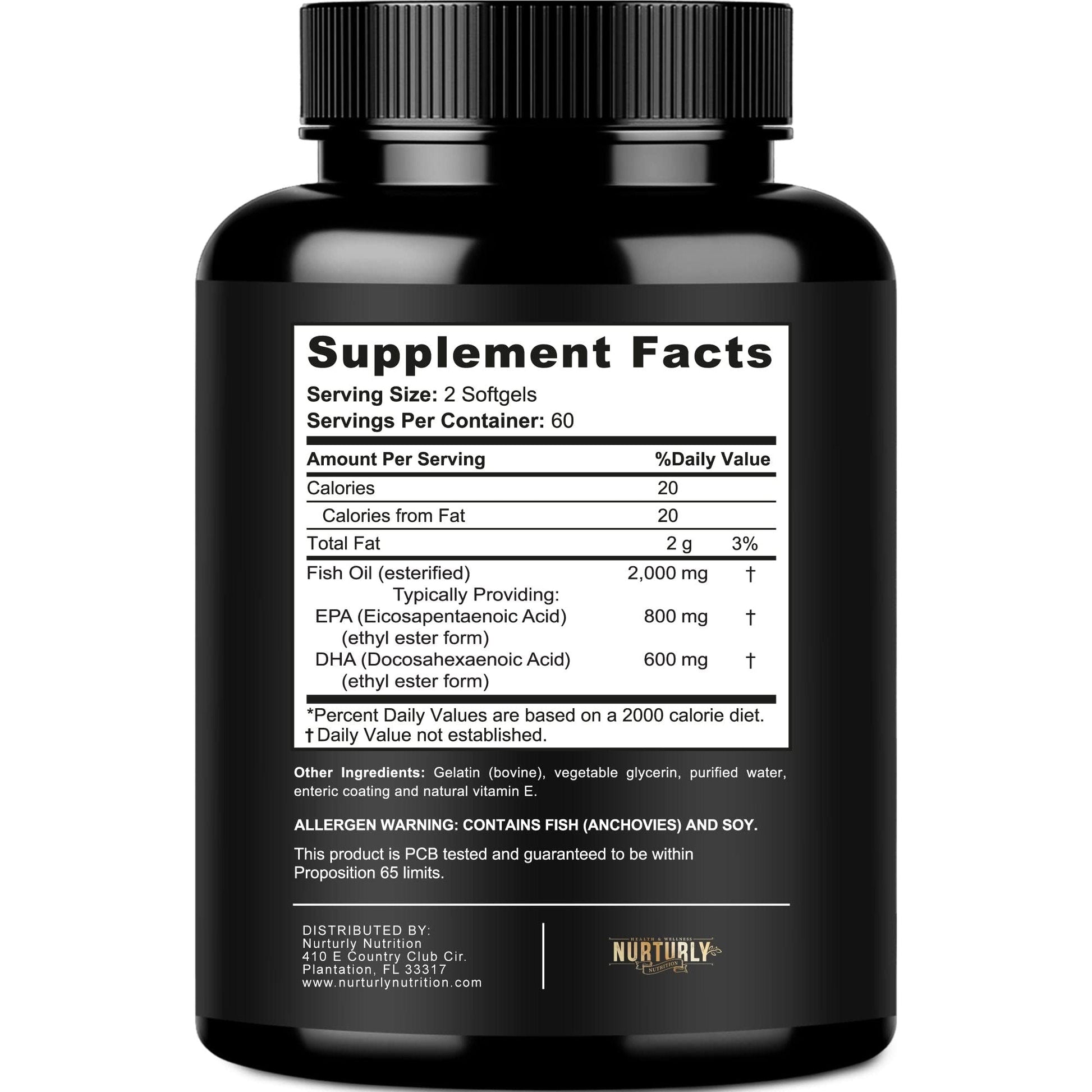 Omega 3 Fish Oil 2000mg, 800mg EPA and 600mg DHA - Enteric Coated and Burpless - Supports Brain, and Heart - Burpless, Non-GMO, 3rd Party Lab Tested and NSF Certified - 120 Softgels - Medaid International