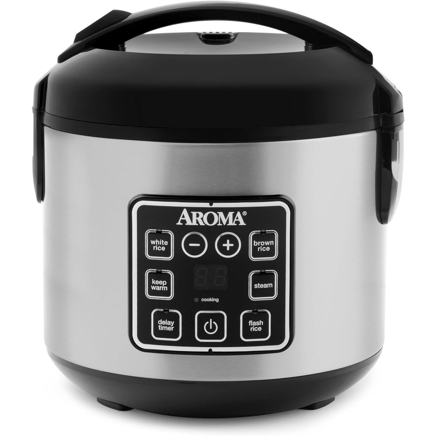 AROMA Digital Rice Cooker, 4-Cup (Uncooked) / 8-Cup (Cooked), Steamer, Grain Cooker, Multicooker, 2 Qt, Stainless Steel Exterior, ARC-914SBD - Medaid International